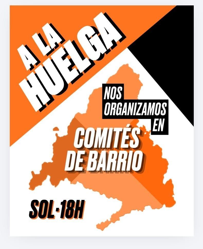📅 01/10/2026 · Cartel: A la huelga, nos organizamos en comités de barrio